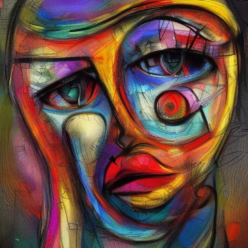 Prompt: Abstract painting image picture of what Love is in many different forms Picasso style mixed with Da Vinci realistic detailed beautiful art hidden meanings and messages inside and out of the image 
