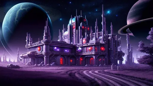 Prompt: Outer space Castle, in Suburban Saturn, Rural area in the distance, deep color, 64 megapixels, 8K resolution, dynamic lighting, ominous, twilight, spacecore, dreamcore, landscape, intricate, infinity, Neuron Pathways, eldritch, Omnipresent, hyperdetailed, radiant