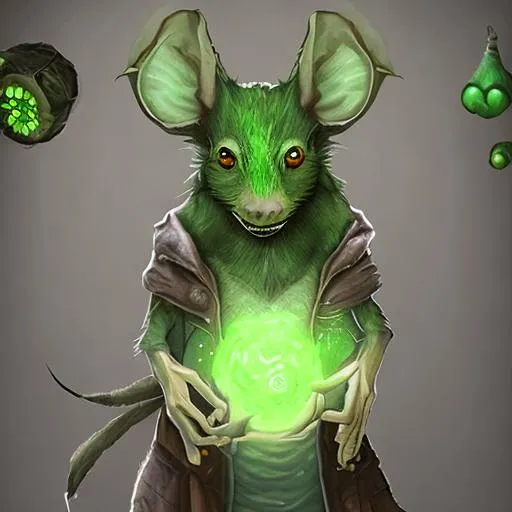 Prompt: Green Ratfolk Alchemist with bombs,potrait, realistic