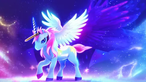 Prompt: Pokemon, Legendary, Unicorn, Aurora, Wings, Sky, Stars, Night, HD, 4k. High Quality, Effects, Glowing.