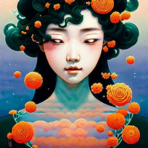 beautiful cute front portrait Korean ninfa, big long... | OpenArt