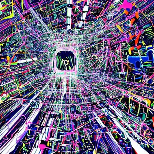 Prompt: Create an AI art piece that depicts the chaos and disruption caused by a ransomware attack. Consider the themes of encryption, extortion, and the violation of personal and corporate data. Your art should capture the feeling of being held hostage by an unseen force, with elements of fear, uncertainty, and confusion. Consider using dark colors or distorted shapes to represent the corrupting influence of the ransomware, and contrast them with brighter or more vivid colors to represent the resistance or resilience of the targeted systems. You may also want to include visual elements such as computer screens, lock symbols, or other tech-related imagery to help communicate the idea of a cyber-attack. The overall effect of your art should be one of tension and disruption, leaving the viewer with a sense of unease and vulnerability. Art work should look good on a trading card