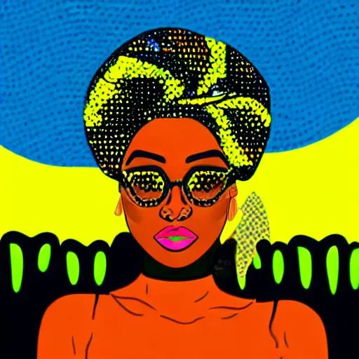 Prompt: black woman with braids in pop art style