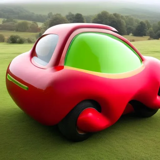 Prompt: car shaped like an apple