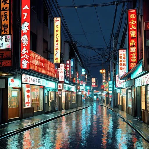 Prompt: City with ambient rain, low glow neon signs, in japan, 8k quality, high quality, 