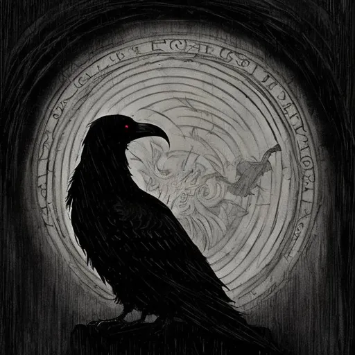 Prompt: Prompt: "Generate an image that captures the mood of Edgar Allan Poe's 'The Raven.'"
In this literature prompt, we're looking for an evocative image that conveys the eerie and melancholic mood of Edgar Allan Poe's classic poem, 'The Raven.' The image should encapsulate the sense of foreboding and mourning that permeates the poem. Elements like a dark, gothic setting, a raven perched ominously, and dim lighting would be appropriate. The goal is to create an image that helps students visualize and feel the emotions and themes explored in Poe's work, aiding in their literary analysis.
