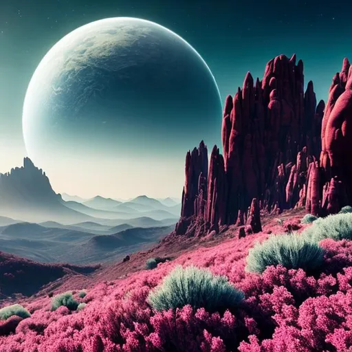 Prompt: A beautiful vista of a breathtaking, alien world.