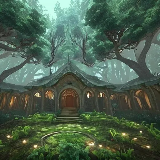 Prompt: Magical school With a forest surrounding it