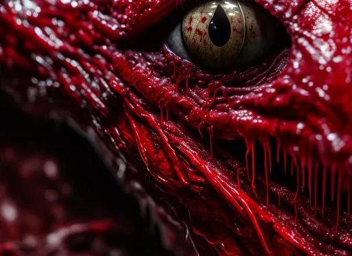 Prompt: ((masterpiece, best quality)),A detailed 8k photograph of a MONSTER MADE OF blood VEINS,ultra realistic, concept art,((highly detailed)),8k,bloody,disgusting,creepy,fleshy texture, gory, disgusting,dripping, has a face hidden in it, blood dripping, alien