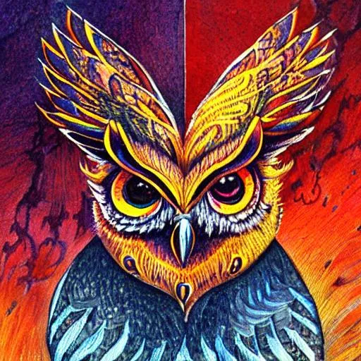 Prompt: An owl with Phoenix form