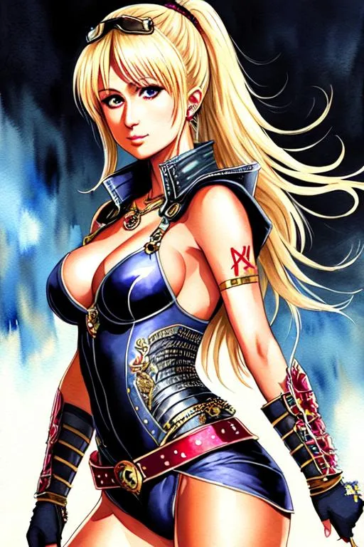 Prompt: (((Nakaba Suzuki))), sticker of ultra detailed portrait of Paris Hilton in  Gowther’s Armour, full body, high quality cell shaded illustration in post apocalyptic style by Nakaba Suzuki, ((full body)), dynamic pose, perfect anatomy, centered, freedom, soul, Black short hair, approach to perfection, cell shading, 8k , cinematic dramatic atmosphere, watercolor painting, global illumination, detailed and intricate environment, artstation, concept art, fluid and sharp focus, volumetric lighting, cinematic lighting, Art by Nakaba Suzuki,
