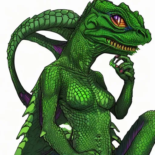 Prompt: Green reptilian alien who is a  transgender Satan + lgbtq+