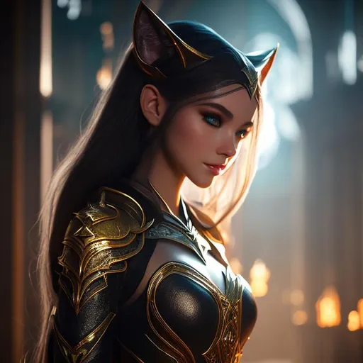 Prompt: Catgirl, ultra detailed fantasy, elden ring, realistic, dnd, rpg, lotr game design fanart by concept art, behance hd, artstation, deviantart, global illumination radiating a glowing aura global illumination ray tracing hdr render in unreal engine 5