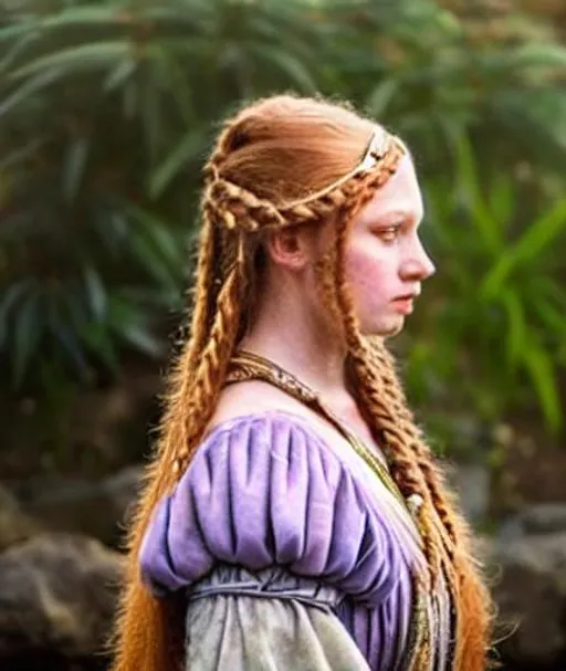 elegant braided medieval female hairstyle