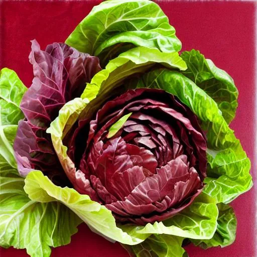 Prompt: background image composed of photorealistic mixed red leaf lettuce and romaine lettuce; covering the entire canvas size
