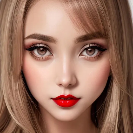 Prompt: Girl with big eyes and red lips
