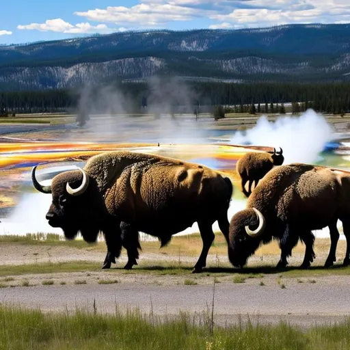 Prompt: Yellowstone park with Buffalo