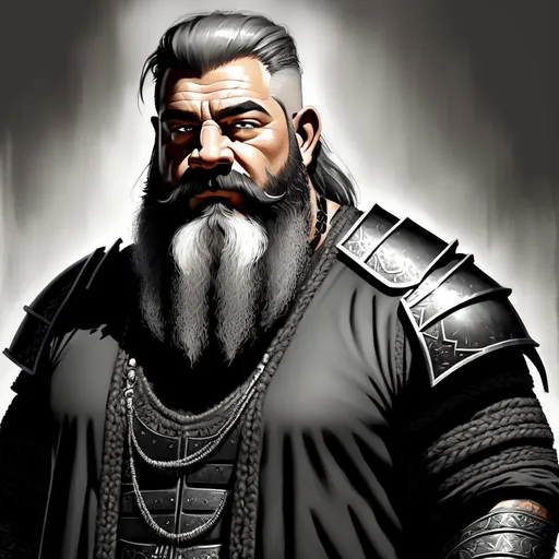 Prompt: concept portrait of a rugged male dwarf with pale skin, very short cut greying hair, very long big neatly braided grey beard with iron beads in the beard, dwarven design, dark eyes, in the style of an oil painting, strong colors, dreamy, 

fantasy heavy armor, world of warcraft armor, ornate thick heavy metal plate armor, big chain around neck, with (blue) sash, leather belts, holding large cask of beer, beer barrels, sitting on cloud of smoke,

blue background ruins like league of legends shadow isles, 

dynamic light, backlit, in watercolor style,