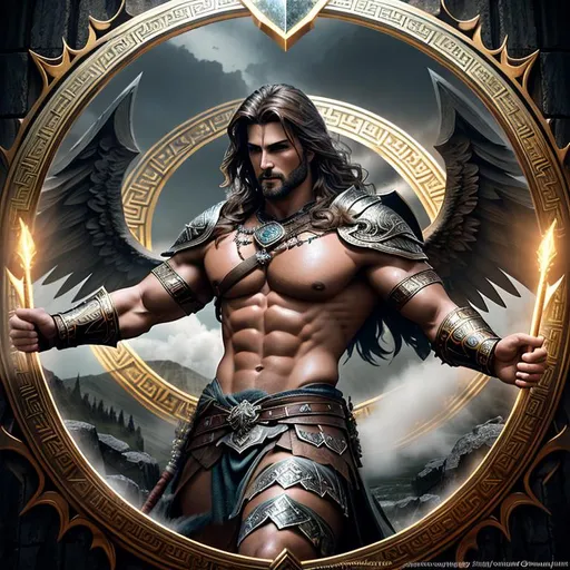 Prompt: Epic, Heroic, fantasy, ominous, cinematic lighting, 3D, HD, [{Rugged handsome}Male as Warrior, Beautiful big {heart-shaped}reflective eyes]::2, {Greek}mythology, mist, expansive ancient Greece background, ultra detailed full body artistic photography, Gorgeous detailed face, shadows, oil on canvas, brush strokes, ultra sharp focus, ominous, matte painting movie poster, golden ratio, epic, intricate, cinematic character render, hyper realistic, 64K --s98500