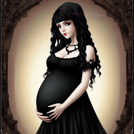 Prompt: gothic pregnant girl