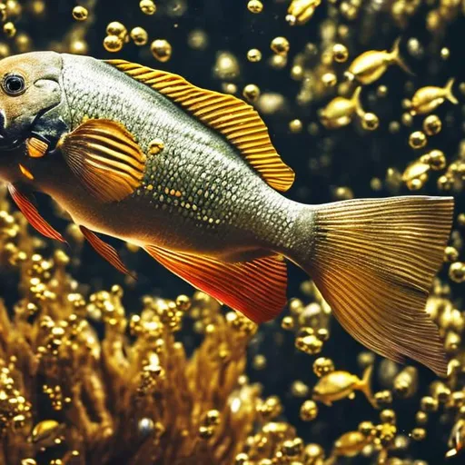 Prompt:  high detail photography style dull gold fish in picture reality upcell
