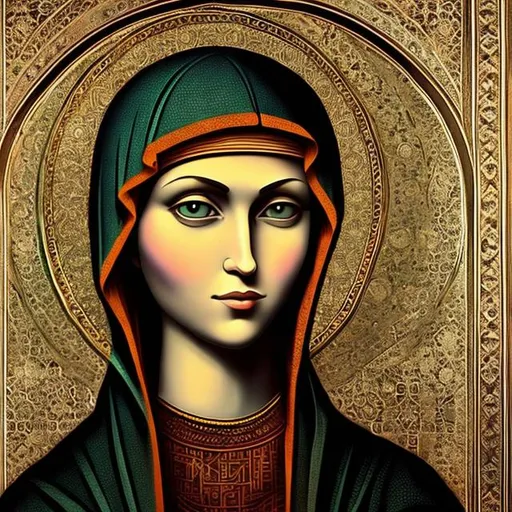Prompt: mona liza in the style of byzantine icons