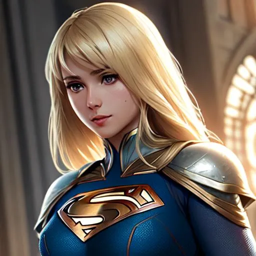 Prompt: "gorgeous, aged 23, female Kryptonian, Kara zor-el cousin of superman, blonde hair, house of el Kryptonian supergirl outfit, attractive Detailed Render eyecandy Breathtaking 8k Greg Rutkowski Artgerm WLOP Alphonse Mucha dynamic lighting hyperdetailed intricately, volumetric lighting, unreal engine 5, insane detail, ultra realistic, frostbite 3 engine, cryengine, 