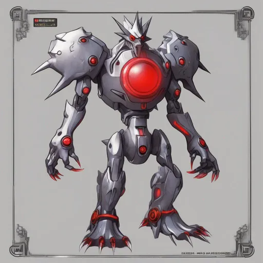 Prompt: A cursed Digimon artificially created based on the data of various Digimon. Because these details are unknown, it is currently being investigated, colors are silver-grey with red eyes, best quality, masterpiece, in cartoon style