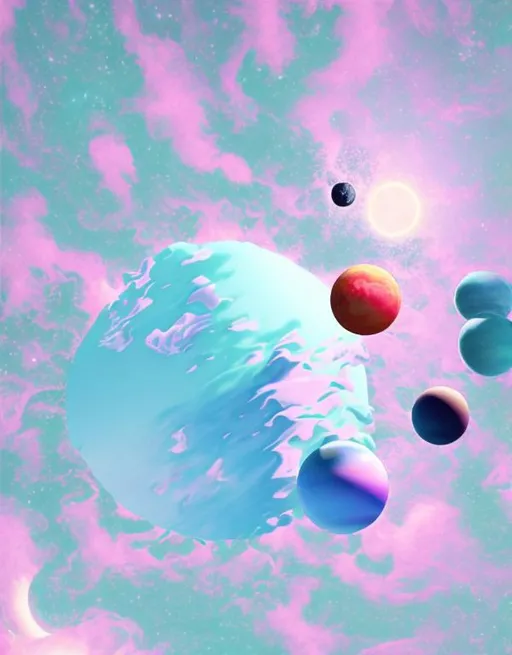 Prompt: vaporwave planets 