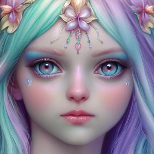 Prompt: fairy goddess with pastel colors, realistic, closeup