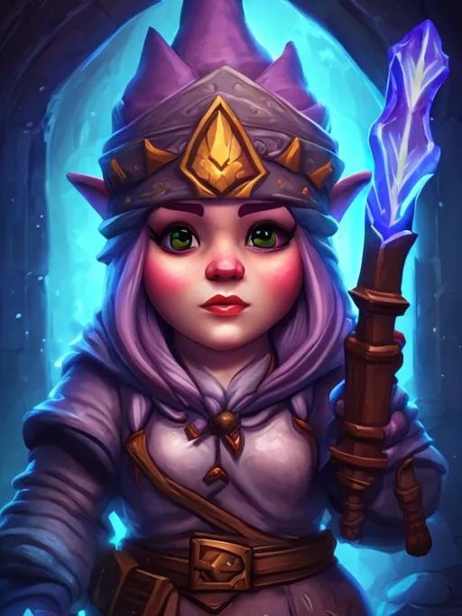 Prompt: Woman, Gnome, Beautiful, Mage