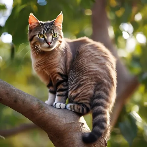 Prompt: A cat on a tree , highly detailed, beautiful features 