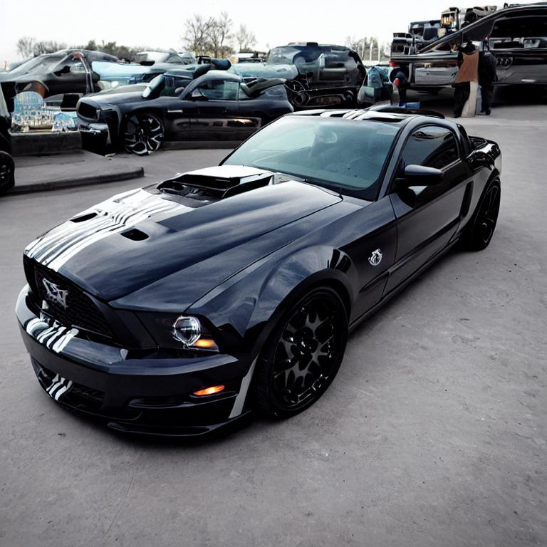 mustang car fully modified in black color combination