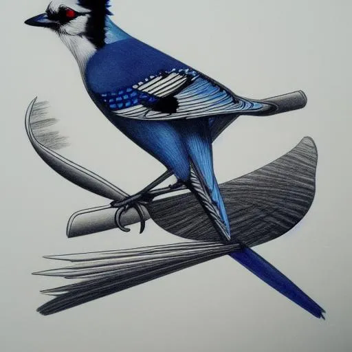 Prompt: bird emblem retro future blue jay
pen line drawing art deco