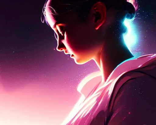 Portrait of a girl in space through the whole image... | OpenArt