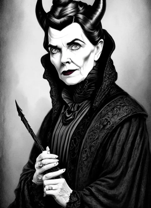 Prompt: portrait of malificent in victorian style
