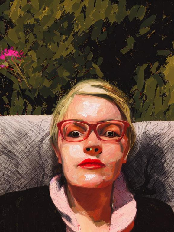 photo female portrait in david hockney style | OpenArt