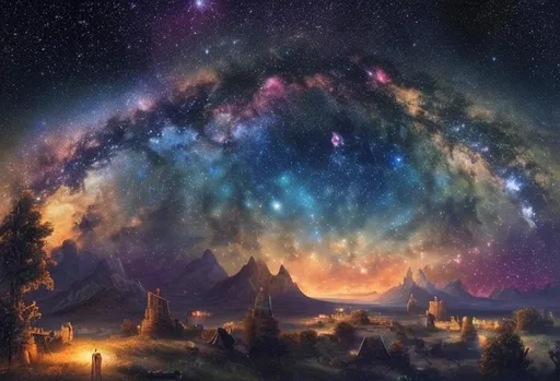 Prompt: paint the sky with stars, romantic night picture, highly detailed, atmospheric, photorealistic, high definition