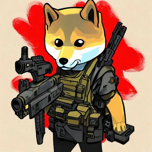 Prompt: doge with gun