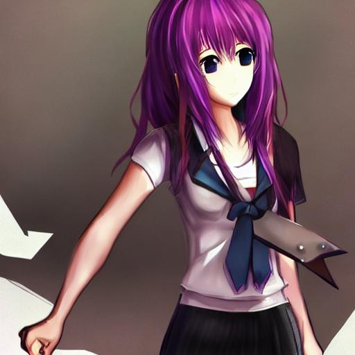 Yuri From Ddlc With A Knife Hd Super Detailed Openart