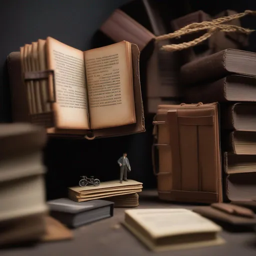 Prompt: Miniature high school diorama macro photography, gritty, ambient, atmospheric, oldschool, empty, scatter books and backpacks, papers
