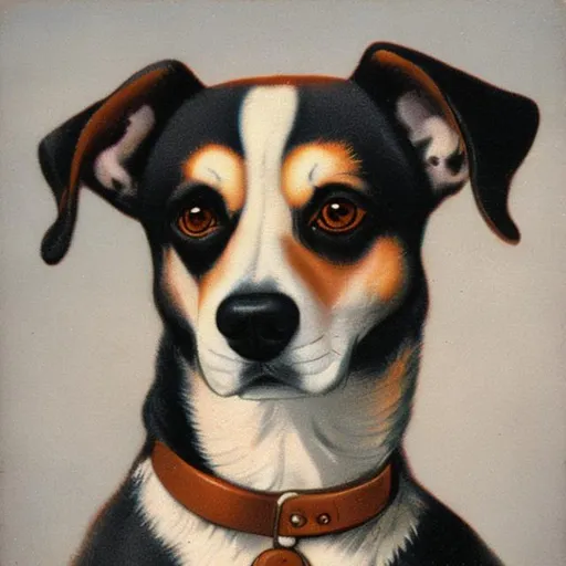 Prompt: Vintage dog portrait