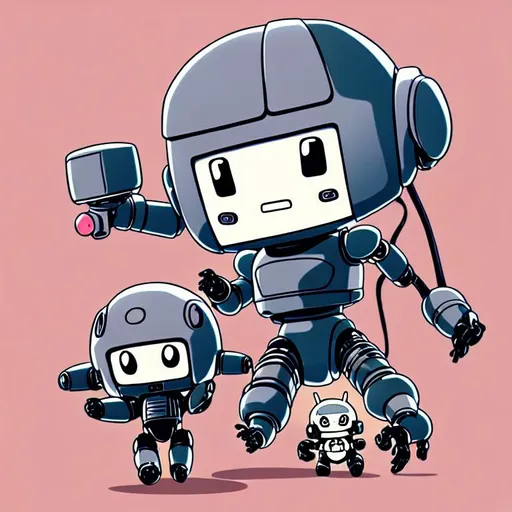 Prompt: Cute chibi, one Monkey Robocop, humanoid  proportions, Android,  by studio ghibli, perfect composition, super detailed, 8k, high quality, anime