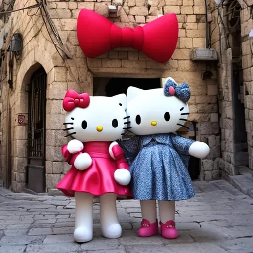 Prompt: hello kitty in Jerusalem 