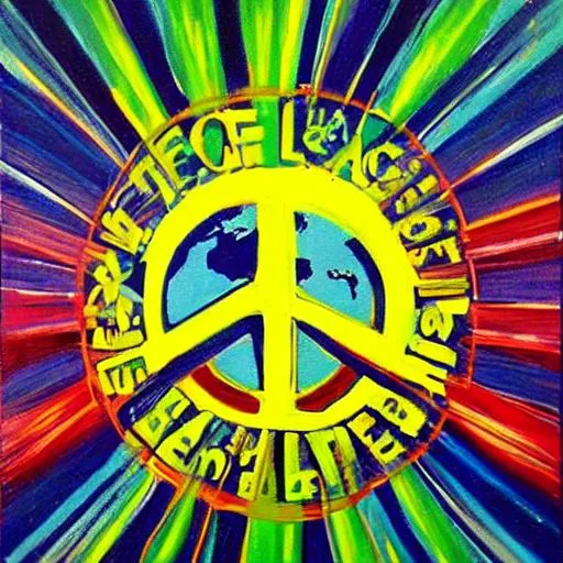 Prompt: Peace and love on the planet earth (art)
