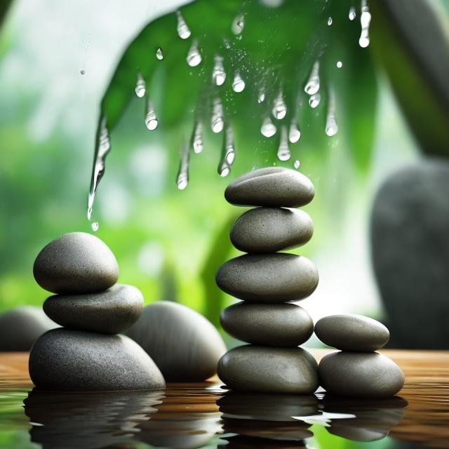peaceful meditative atmosphere. water dripping from