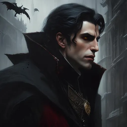 Prompt: A digital painting of a vampire count,    concept art, super detailed, 8k, high quality, trending art, trending on artstation, sharp focus, intricate details, by greg rutkowski