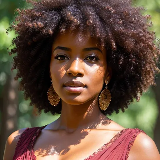 airy, portrait of fierce black woman with afro hairs... | OpenArt