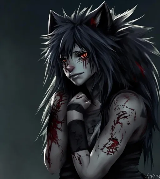 scarred anime wolf