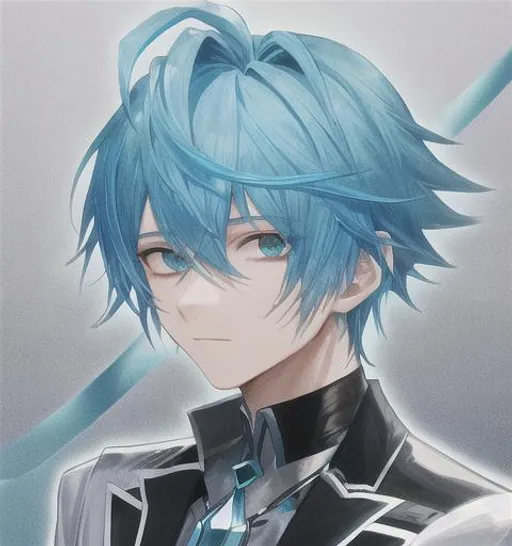 Prompt: male with cyan hair